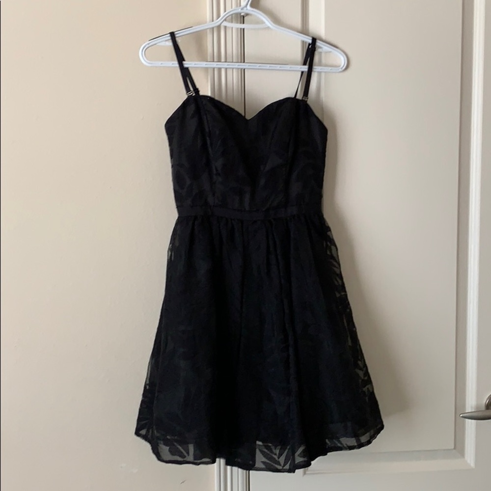 GUESS Black Fit and Flare Tulle Mini Dress